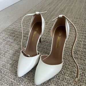 Dream Pairs White Pointed-Toe Heels with Ankle Straps